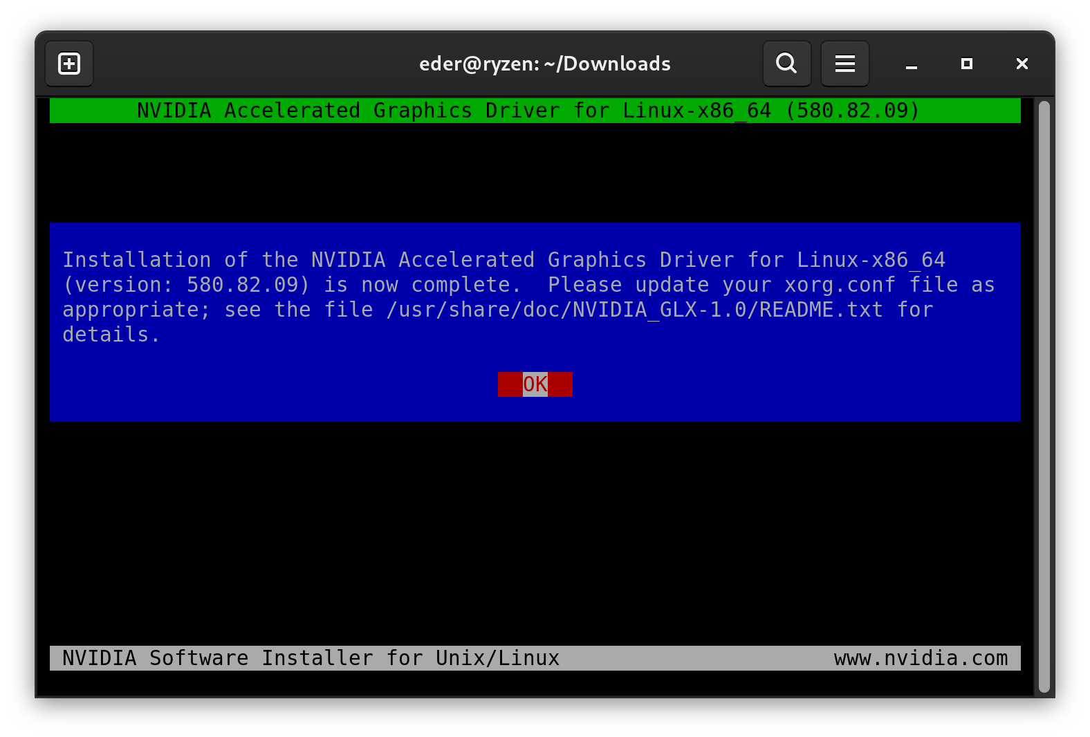 Instalação concluída
