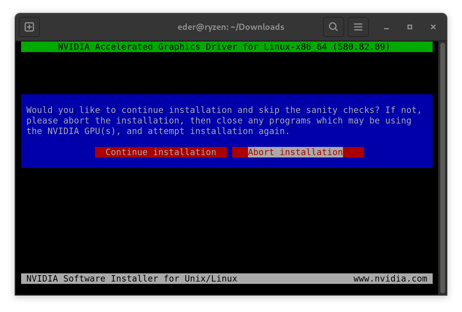Aviso de sanity checks