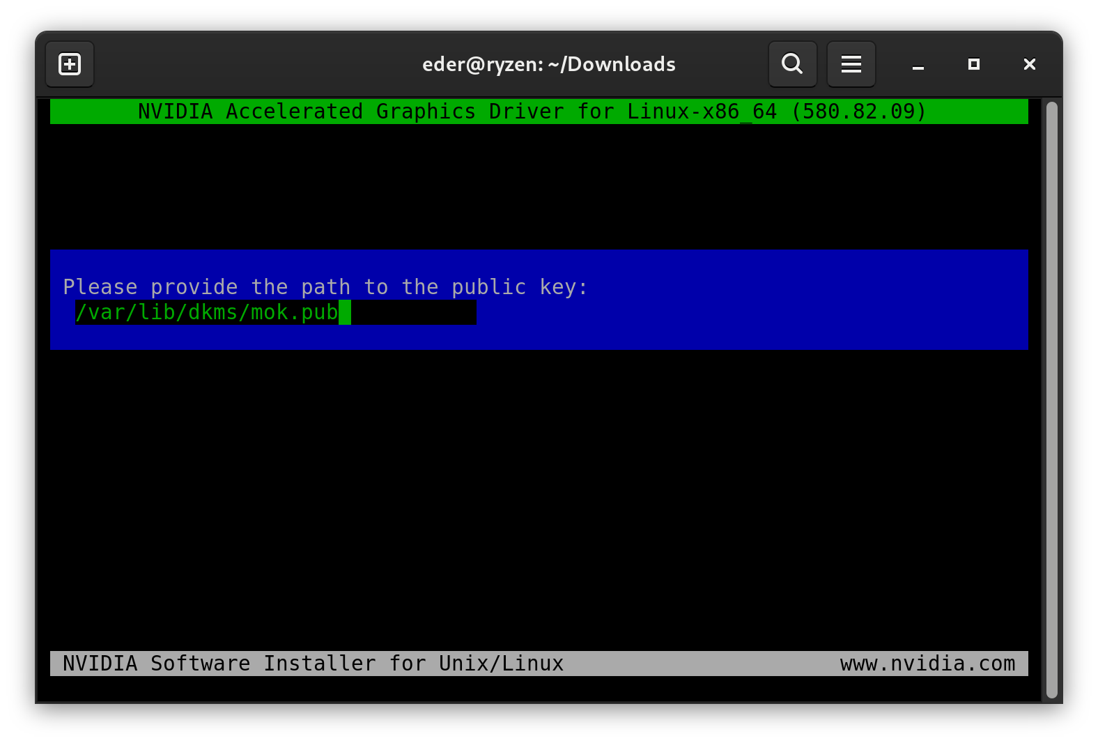 Seleção da chave pública