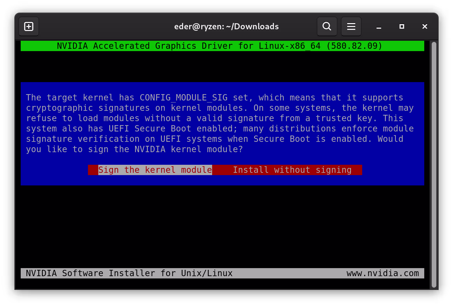 Assinatura do módulo de kernel