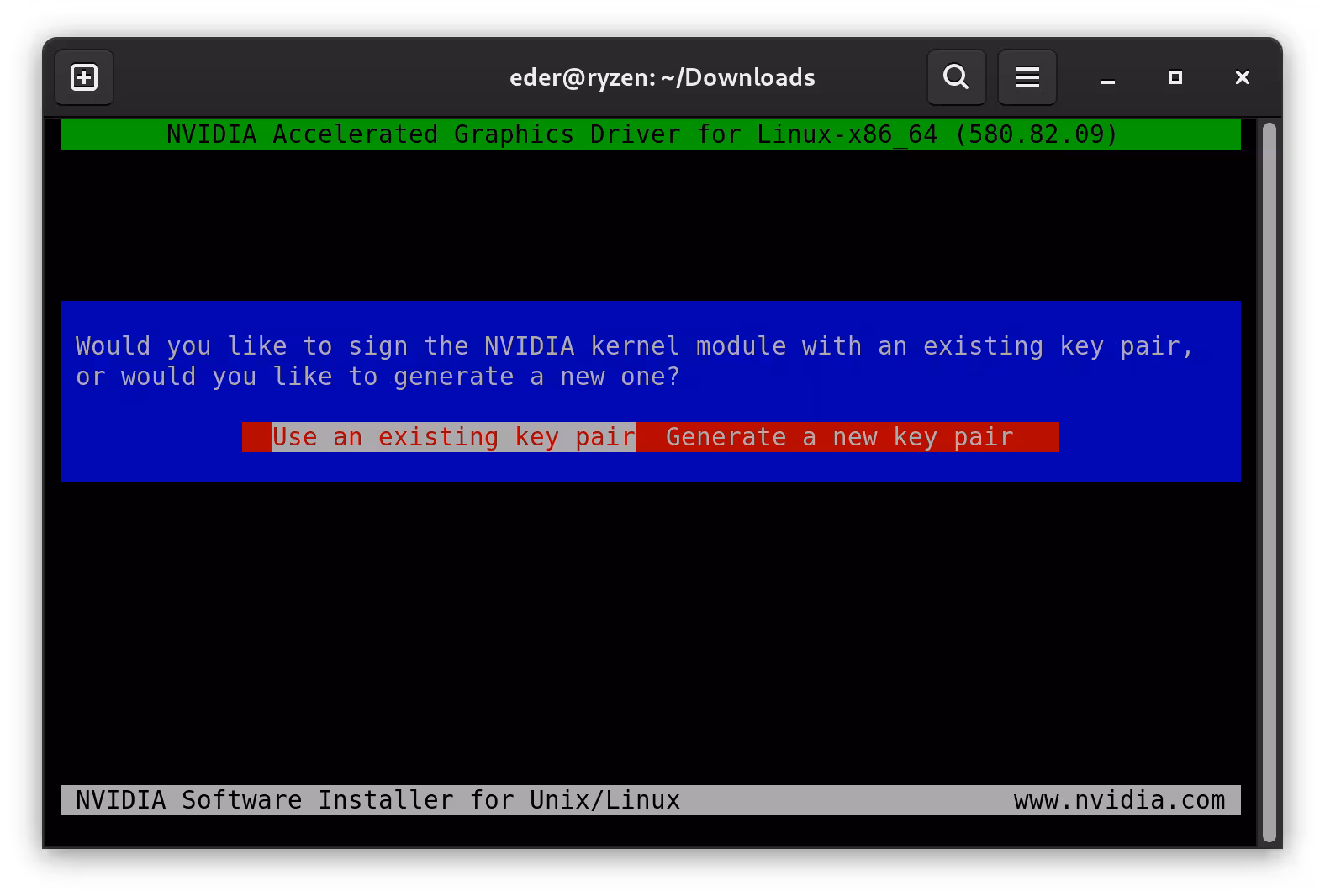 Chave para assinatura do módulo