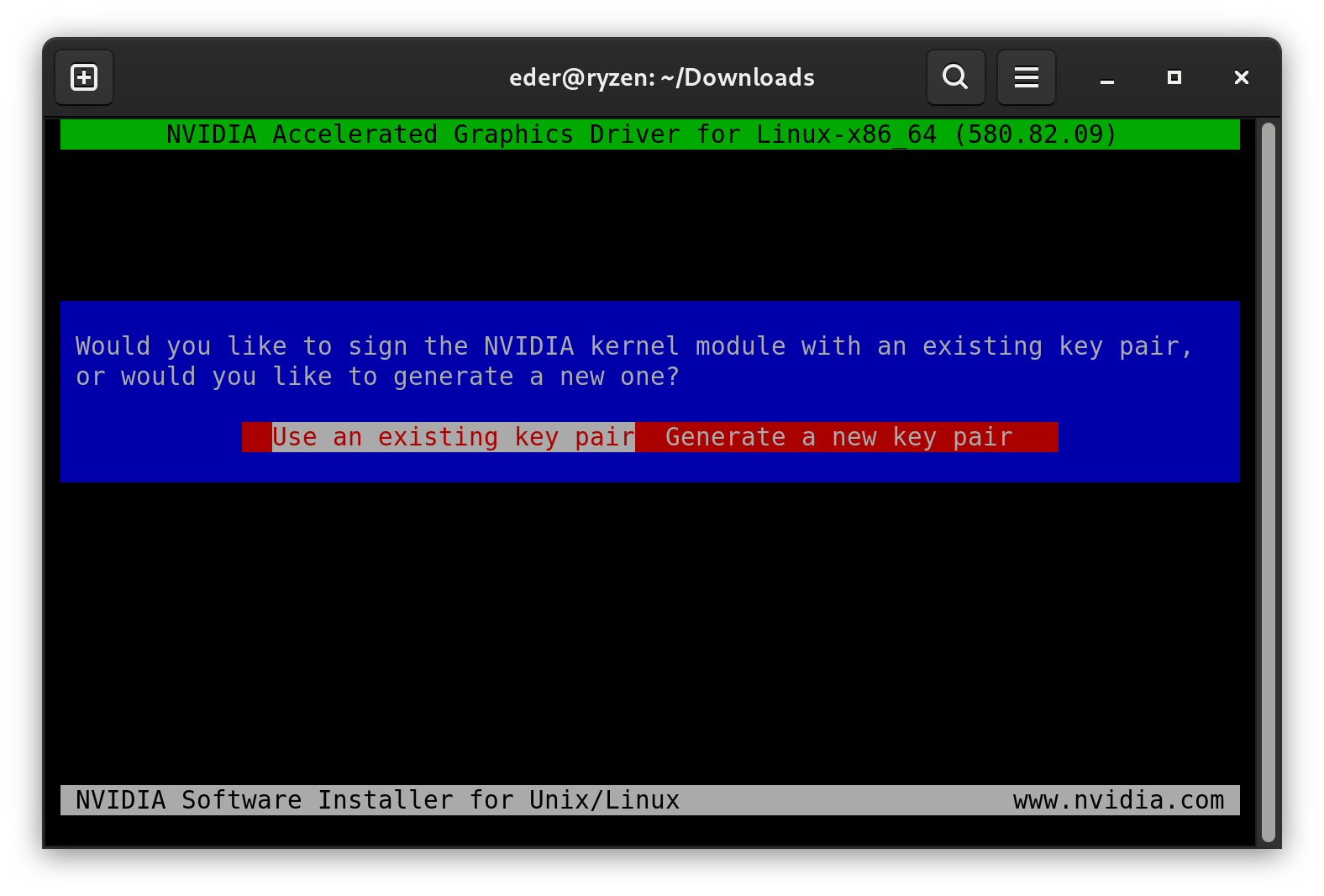Chave para assinatura do módulo
