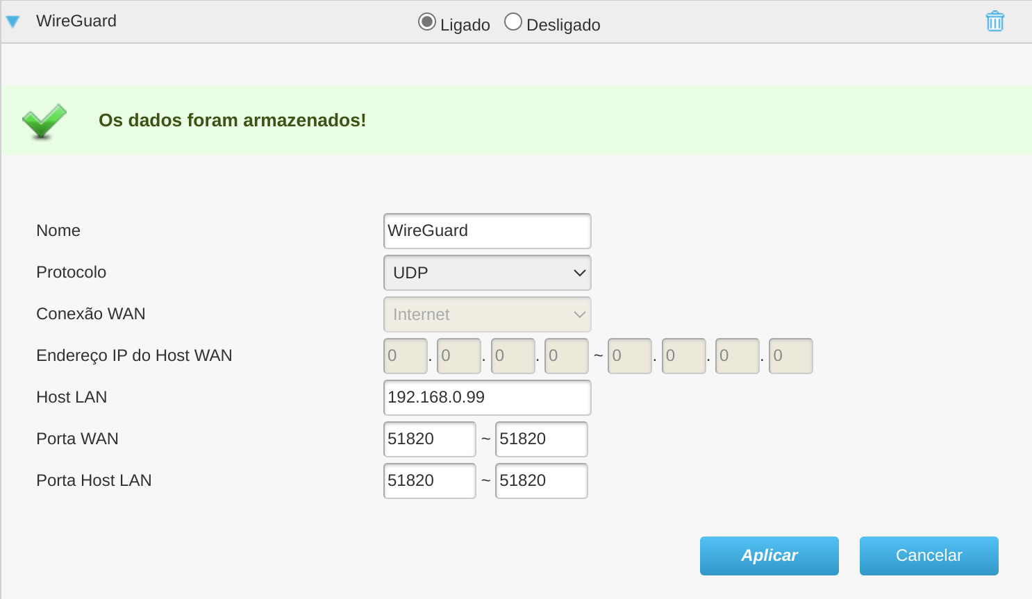 Regra de encaminhamento de porta no meu roteador